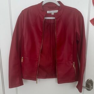 Kenneth Cole New York Vibrant Red Leather Jacket